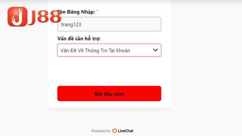 Kích vào kênh live chat để lấy lại thông tin